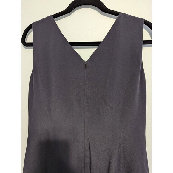 Talbots Navy Maxi Dress Pure Silk Sleeveless 8 Vintage flounced bottom cocktail - Picture 5 of 10